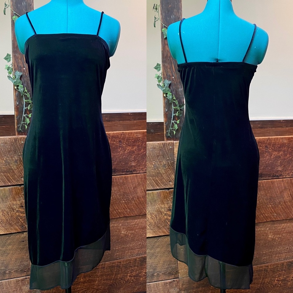 Vintage 90’s Rocket Candy Asymmetrical Velvet Witchy Gothic Dress w/ Mesh Trim